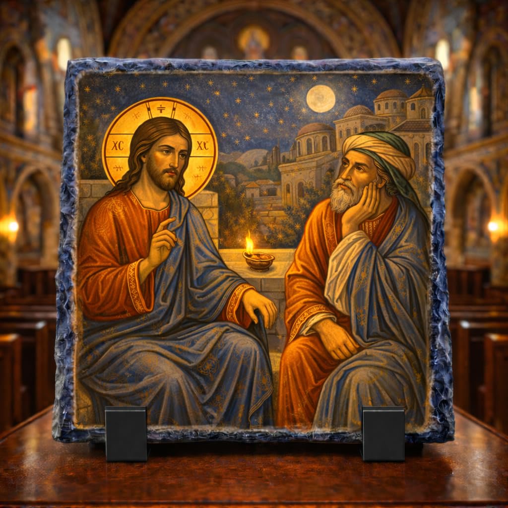 Byzantine Orthodox Jesus Nicodemus Rock Slate Icon Plaque Christian Decor