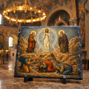 Transfiguration of Jesus Orthodox Byzantine Icon Rock Slate Plaque