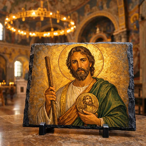 Saint Jude Thaddeus Orthodox Byzantine Icon Rock Slate Plaque