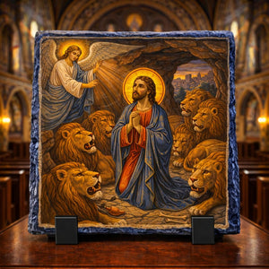 Daniel in the Lions Den Orthodox Byzantine Icon Rock Slate Plaque