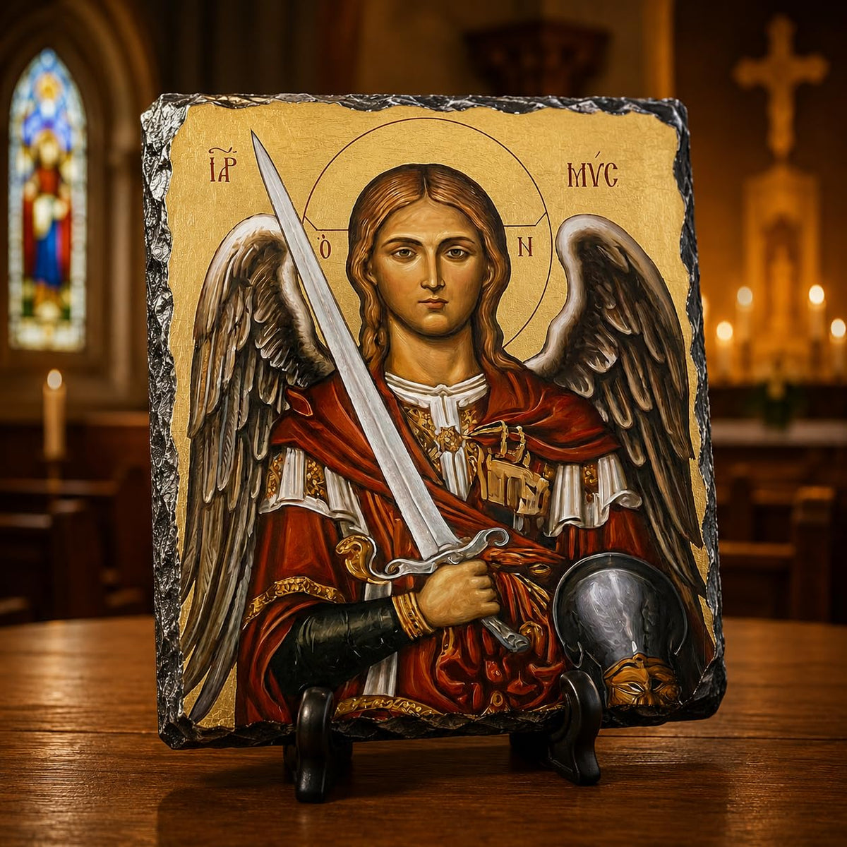 Archangel Michael Rock Slate Plaque, Guardian Angel Christian Gift