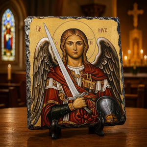 Archangel Michael Rock Slate Plaque, Guardian Angel Christian Gift