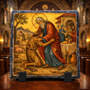Return of the Prodigal Son Orthodox Byzantine Rock Slate Plaque