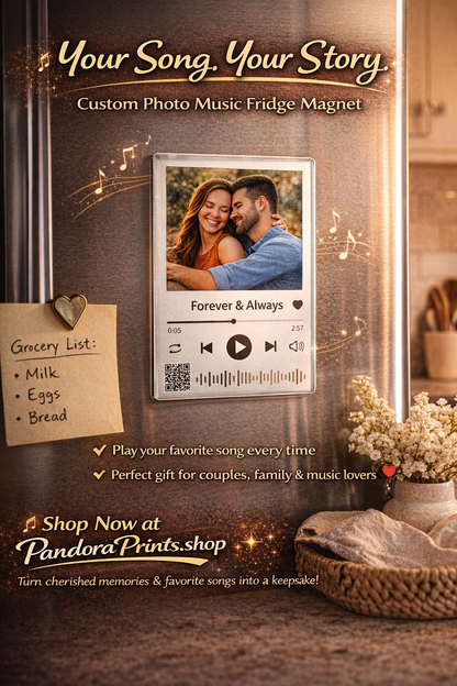 Custom Photo Music Player Fridge Magnet, Song Picture Magnet, Romantic Dating Anniversary Gift for GF Bf Husband & Wife, Valentines Day Gift