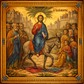 Palm Sunday Orthodox Icon Rock Slate Plaque – Jesus Riding Donkey Byzantine Christian Gift Decor