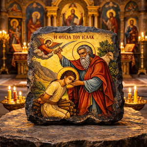 Sacrifice of Isaac Orthodox Byzantine Icon Slate Plaque Christian Religious Gift
