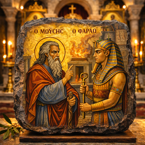 Moses Pharaoh Exodus Icon Slate Plaque Orthodox Byzantine Christian Home Decor