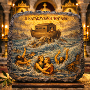 Greek Orthodox Icon Slate Noah’s Ark Biblical Flood Byzantine Religious Gift