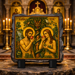 Eve & Serpent Temptation Orthodox Byzantine Icon Slate Plaque Christian Gift
