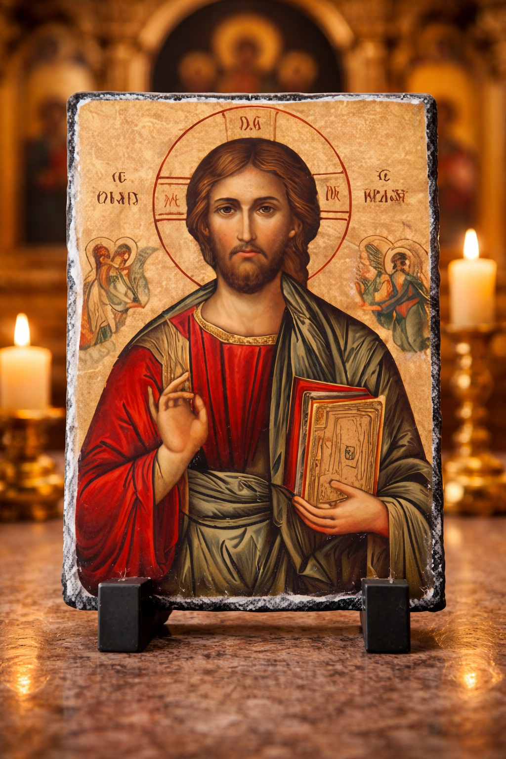 Christ Pantocrator Icon Slate Plaque Orthodox Christian Wall/Tabletop Decor