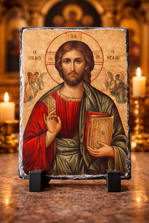 Christ Pantocrator Icon Slate Plaque Orthodox Christian Wall/Tabletop Decor
