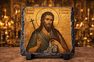 St John the Baptist Orthodox Icon Rock Slate Plaque Christian Religious Gift Decor