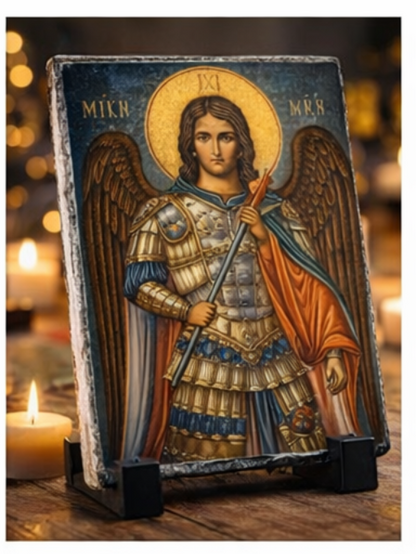 Archangel Michael Slate Icon – Orthodox Christian Protection & Faith Gift