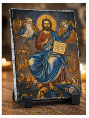 Christ Enthroned Slate Icon – Orthodox Christian Faith & Devotion Gift