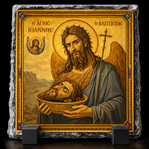 St John the Baptist Orthodox Icon Rock Slate Plaque – Byzantine Christian Religious Gift Church Decor