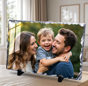 Personalized Photo on a Rock Slate Stone Frame | Eternal Memories Carved in Stone