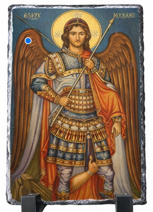 Archangel Michael Orthodox Icon on Slate Plaque – Christian Protector & Prayer Gift