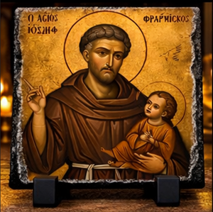 St Francis of Assisi Orthodox Icon Rock Slate Plaque Christian Religious Gift