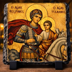 St George Orthodox Icon Rock Slate Plaque Christian Religious Gift Church Home Decor