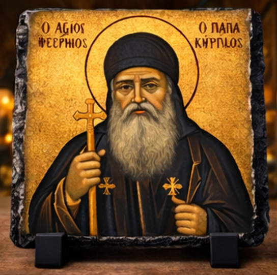 Pope Kyrillos VI Orthodox Icon Rock Slate Plaque Coptic Christian Religious Gift Decor
