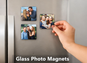 Personalized Picture Acrylic Glass Square Magnets, Custom Photo Memory Keepsake, Loved One Gift for Mom, Dad, Grandparents, Pets, and Baby