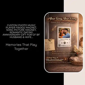 Custom Photo Music Player Fridge Magnet, Song Picture Magnet, Romantic Dating Anniversary Gift for GF Bf Husband &amp; Wife, Valentines Day Gift by@Outfy